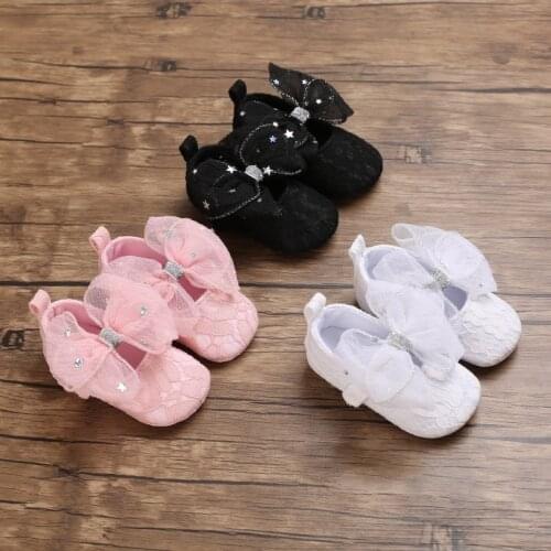 NEW Baby Girl Princess Shoes Toddler Non-slip Flat Soft-sole Cotton Rubber Crib Lovely Butterfly-knot Infant First Walkers 0-18m
