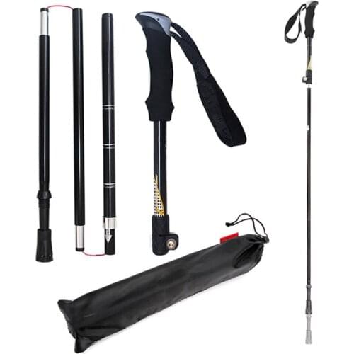 Walking Poles Adjustable Trekking Poles Outdoor Folding Climbing Stick Camping Aluminum Alloy Crutches EVA Handle Ski Stick
