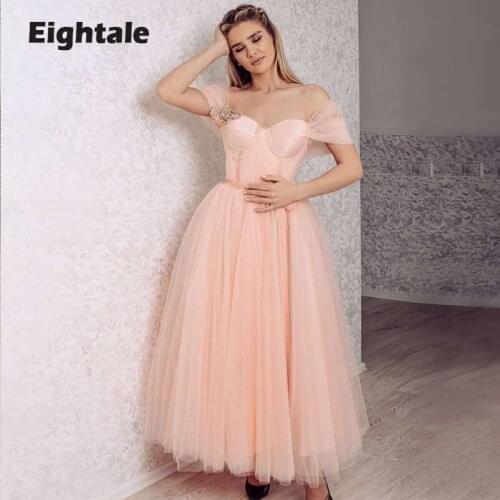 Eightale Light Pink Prom Dresses Cap Sleeves Short Sweetheart A-Line Girl Party Gown Custom Made Celebrity Graduation Dress