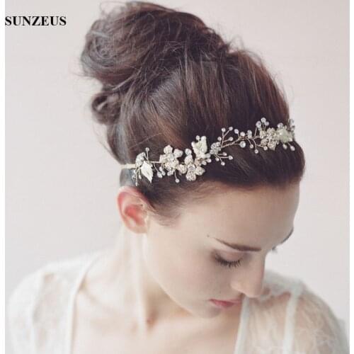 Crystal Bridal Hair Sash Wedding Headband for Brides Gold/Silver Head Chain Accessory SQ0180
