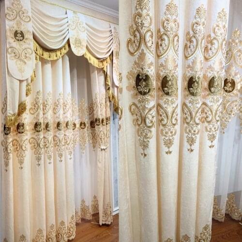 Luxury European Curtains for Living Room Velvet Curtains Sheer Gold Print High Shading Window Curtains for Dining Room Bedroom