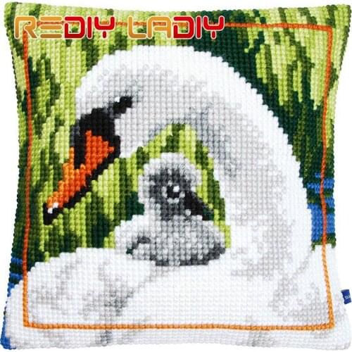 DIY Cross Stitch Cushion Cover Heron Swan Duck Chunky Cross-Stitch Kits 100% Acrylic Yarn Pillow Case Home Decor Hobby & Crafts