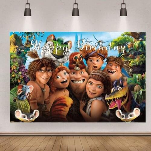 The Croods Photo Backdrops Happy Birthday Photography Backgrounds Primeval Forest Vinyl Baby Shower Photo Booth Props