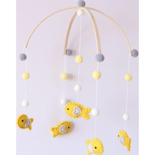Nordic Wooden Felt Wind Chimes Bell Peal Baby Girl Mobile Decor Hanging Hanger Art Mobile Baby Chandelier Photography Props