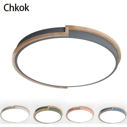 Chkok Modern LED Ceiling Lamp Simple Indoor Round Ceiling Lamp Home Living Room Bedroom Study Wooden Ceiling Lamp Lamp