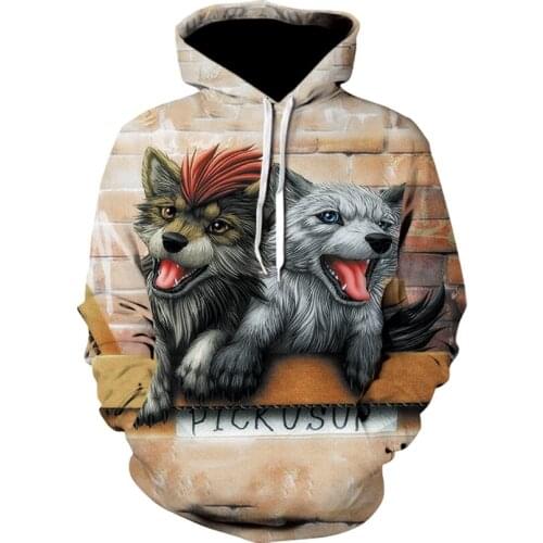 Two Wolves Hoodie Streetwear casual trend pullover unisex fashion new Harajuku clothing 3D printing autumn/winter clothes