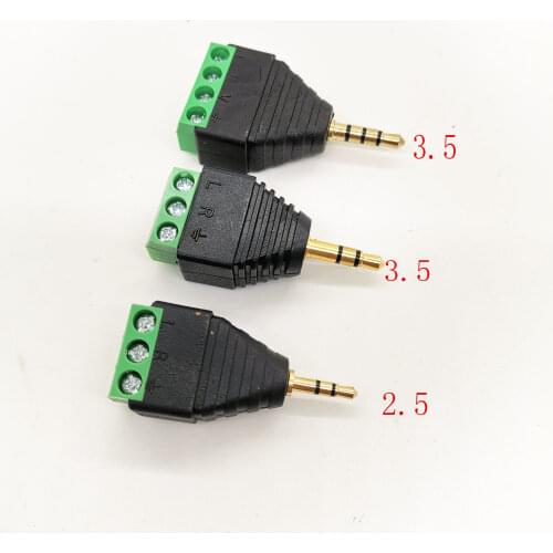 Video AV Balun 2.5/ 3.5mm 3/ 4 Pole Stereo Male to AV Screw Terminal Stereo Jack 3.5 mm male 4 pin Terminal Block Plug connector