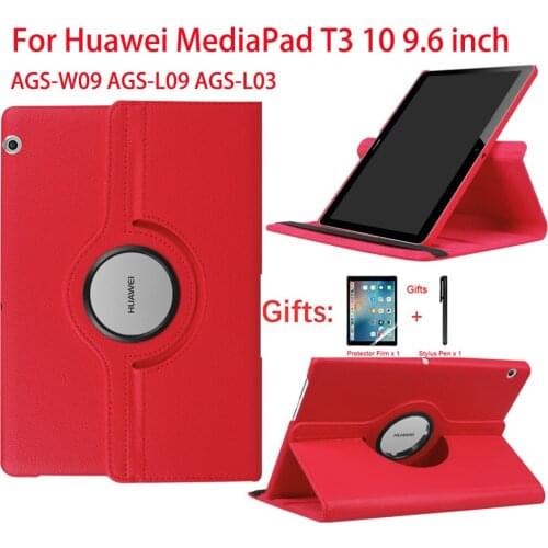360 Degree Rotating Case PU Leather Protective Cover For T3 10 9.6 inch Huawei MediaPad T3 9.6 AGS-W09 AGS-L09/L03 Tablet Funda