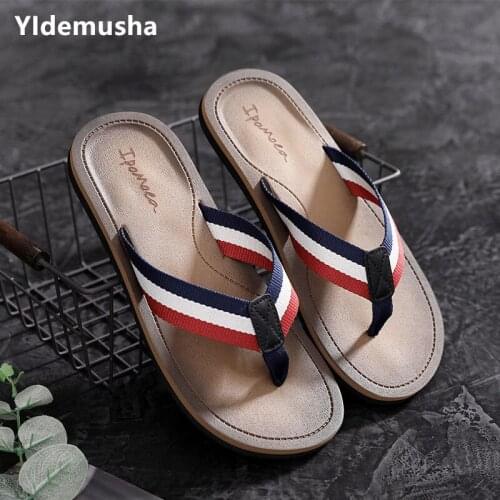 YIdemusha 2019 New Fashion Summer Men slippers Male Flip Flops for man vintage Casual Beach Sandals Non-slide Zapatos Shoes
