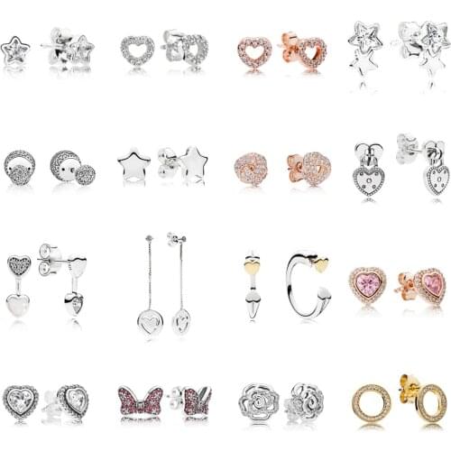 NEW 2021 100% 925 Sterling Silver Gems Pearls, Stars Earring Women Fit DIY Original Bracelet Fshion Jewelry Gift