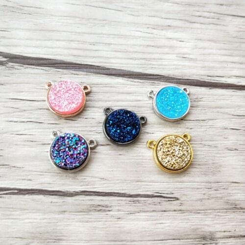 10 Pieces Mix Color Natural druse geode Quartz Titanium Stone charm pendant Double Bail DIY Making necklace Jewelry PD924