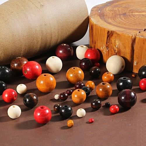4/6/8/10/12/14/16/18/20mm 6 Colors Fashion Wooden Beads Round Loose Wood Beads for Jewelry Making Bracelet Necklace Accessories