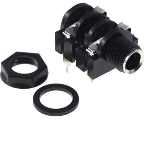 5 pcs Screw 0.25" 1/4 6.35 mm Microphone Jack Socket 4 Contact 2 Conductor 6.50 mm Right Angle Mono