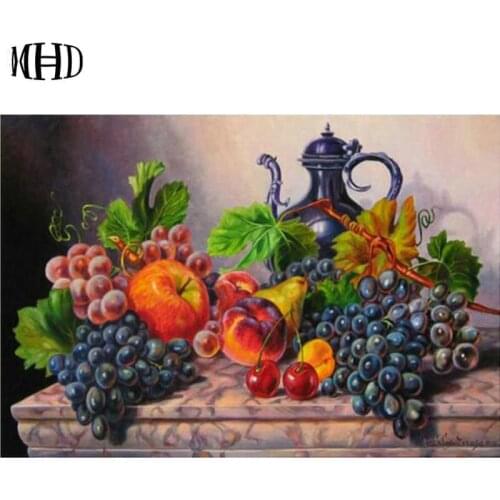 5D DIY Diamond Painting Fruit Grape Full Round Diamond Embroidery Diamond Cross Stitch Mosaic Crystal Painting Decoration new