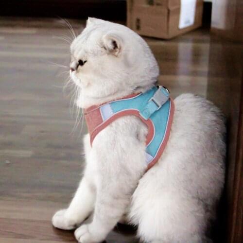 70% Dropshipping!!Pet Cat Safety Vest Harness Adjustable Traction Rope with Reflective Strips