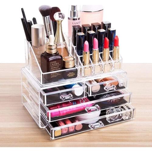 Acrylic Makeup Organizer Transparent Desktop Cosmetic Storage Box Lipstick Jewelry Nail Polish Holder Cosmetic Storage Drawer