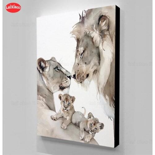 5D DIY Diamond Painting Hot selling home art, lion family, abstract art Full Square Round Drill Embroidery Cross Stitch 5D