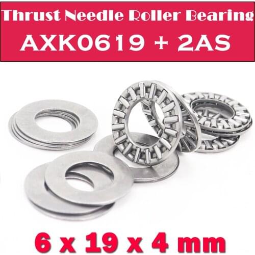 AXK0619 + 2AS Thrust Needle Roller Bearing With Two AS0619 Washers 6*19*4mm ( 10 Pcs ) AXK0619 889016 NTB0619 Bearings