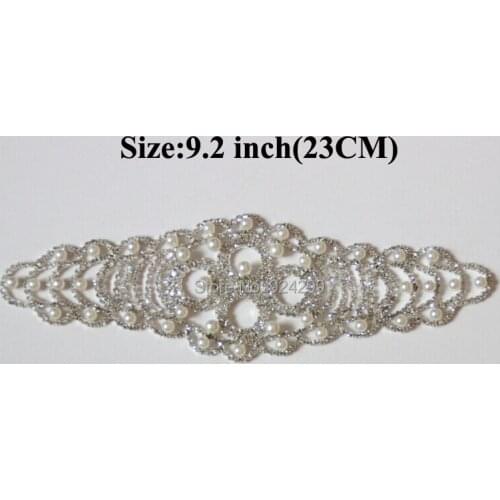 Free Shipping High Quality 5pcs/lot 9.2'' Crystal Rhinestone Applique for Wedding Gown Bridal Sash Evening Wear LSAP004