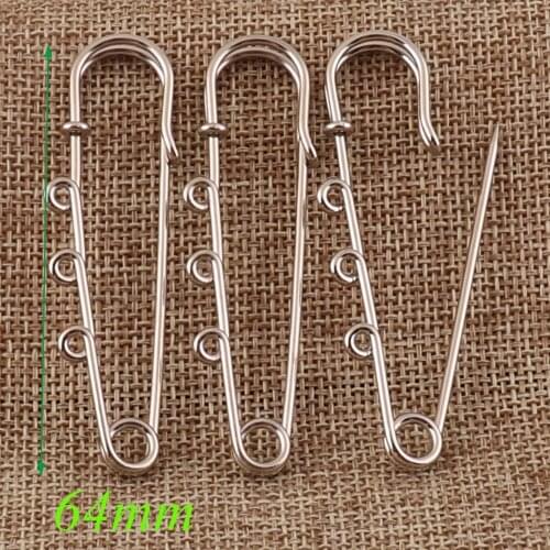 10 Pcs Metal Craft Silver/Gold Safety Pins,Safety Pins Loops Charms Jewelry Tag,Fasteners Safety Pins Charms-65mm (B35)