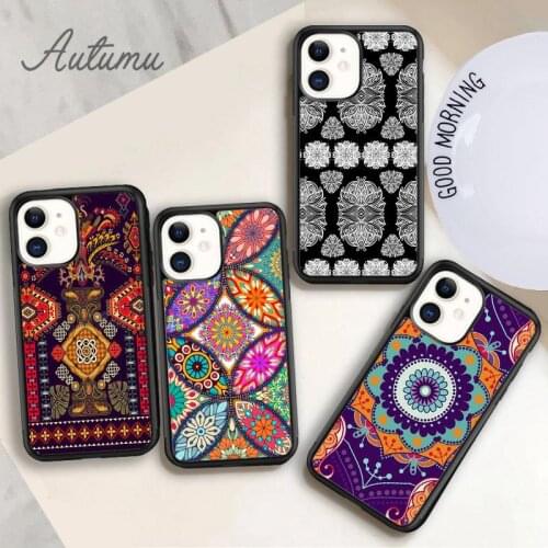 Indian Ornament Mandala Phone Case for iPhone 11 12 Pro Max mini X XR XS SE 2020 5 6S 7 8 Plus Samsung Galaxy S9 S10 Cover shell