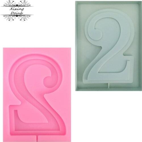 DIY digital 2-shape silicone mold chocolate fudge silicone mold lollipop cake inserting tool cake decoration