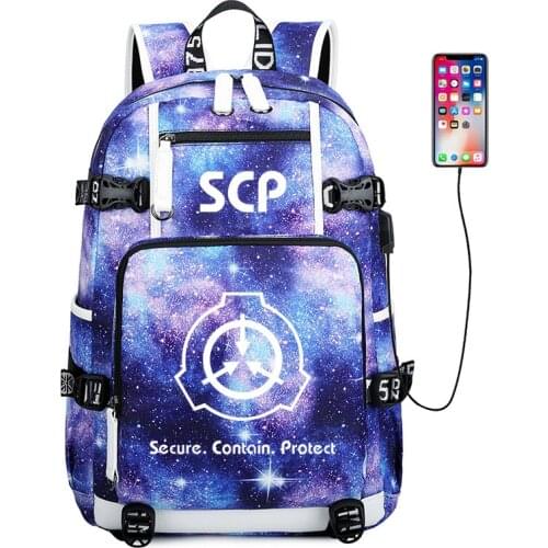 SCP Foundation Galaxy Travel Backpack Large School Bags Waterproof Bookbag USB Charging Laptop Bagpack Women Daypack Rucksack