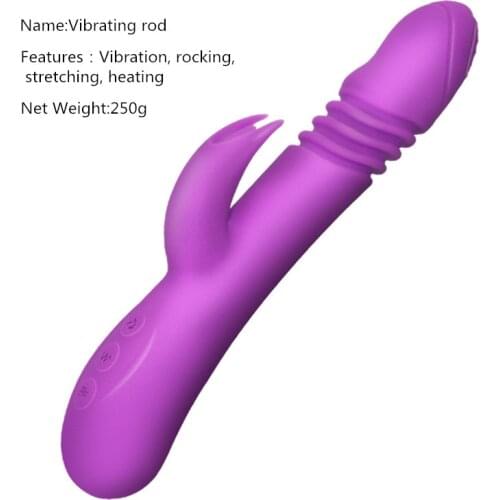 Silicone Female Vaginal G spot Clitoris Stimulator Vibration Rotation Heating Stretching Dildo for Woman Erotic Adult Sex Toys