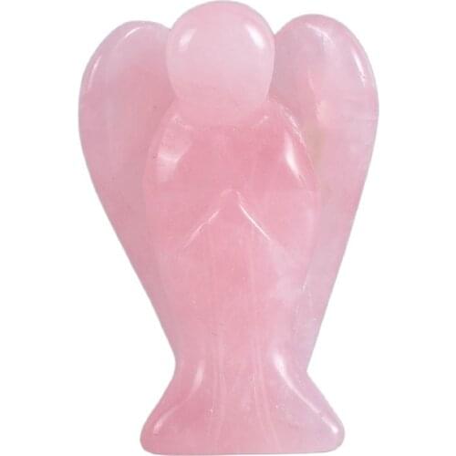 Natural Cute Stone Angel Figurines Miniatures Handmade Rose Quartz Mini Statue crystal Peace Healing home decoration accessories