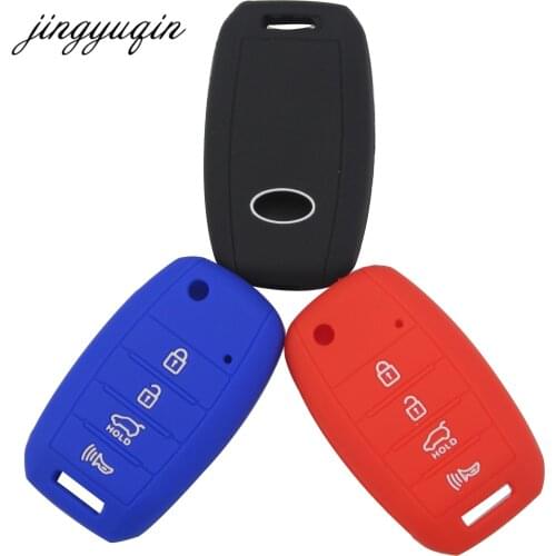 Jingyuqin 30pcs/lot Silicone Skin Car Key Case fit for KIA Optima Sorento Soul Carens Sportage Remote Key Cover Fob 4 Button