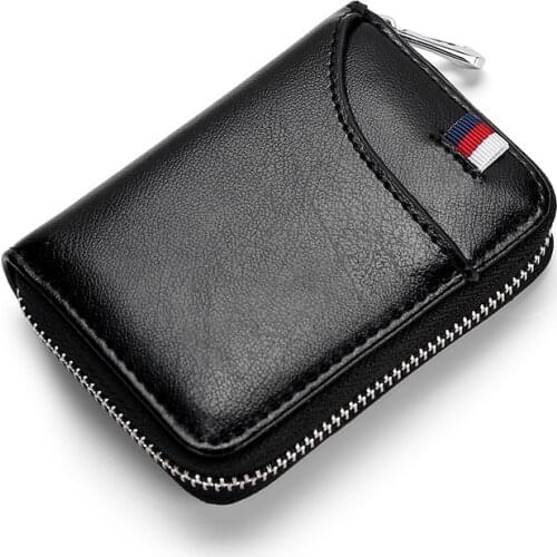 Fashion RFID Genuine Leather Women Business Card Holder Coin Wallet Bank Credit Card Case Female ID Cardholder Purse For Men