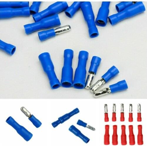 Hot 2 colors/50 sets Male Female Bullet Insulated Connector Crimp Terminals Wiring Cable Plug