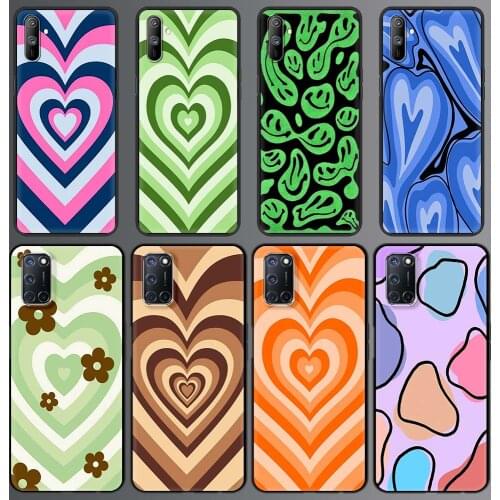 Green Latte Love Coffee Colorful Heart For Realme C3 8 7 6 Pro C21 Phone Case For OPPO A53 A52 A9 2020 Soft Black Luxury Cover
