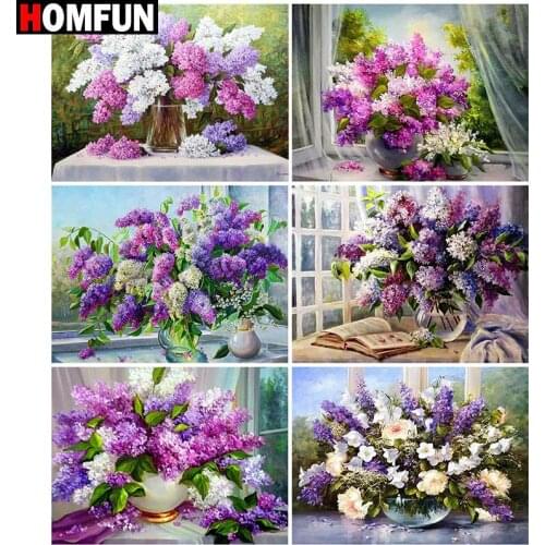 HOMFUN Full Square/Round Drill 5D DIY Diamond Painting "Purple bouquet theme" Embroidery Cross Stitch 5D Home Decor Gift