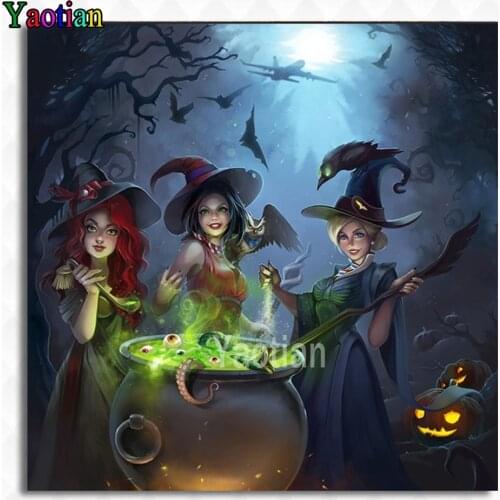 New Diamond Embroidery Halloween witch dark crow Diamond Painting Full Square Round Rhinestones Picture Diamond Mosaic Beadwork