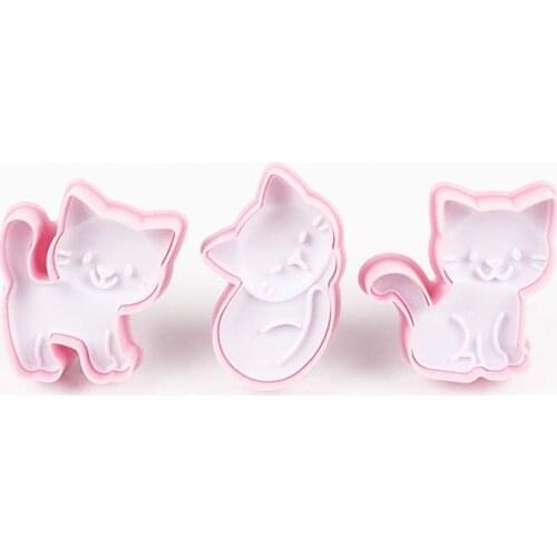 Cookie Cutter Cat Shape Cutters Plastic Cookie Stamps Biscuits Fondant Decoration Set of 3