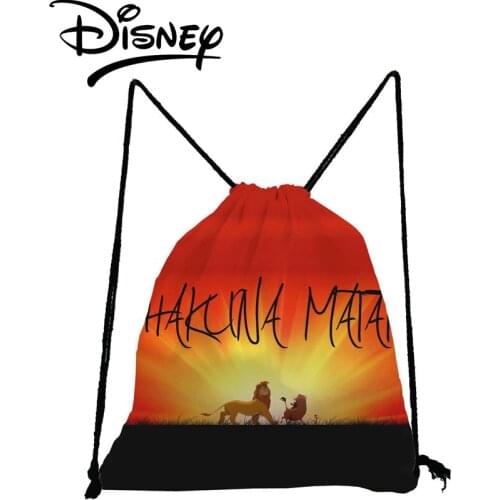 Disney The Lion King Backpack Cute Animal Drawstring Bags Bright Colors Child Small School Bag Orange Eco Reusable Storage Bag