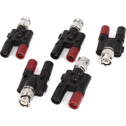 BNC Male Plug to Two Banana Female Jack Coaxial Connector Adapter 5pcs