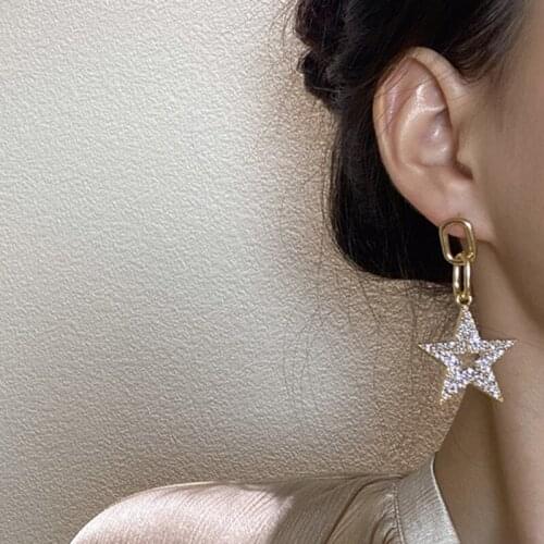 Women Piercing Stud Earrings 2021 Trend Jewelry Dangle Luxury Star Pendant Woman Accessories Korean Fashion Womens Earring