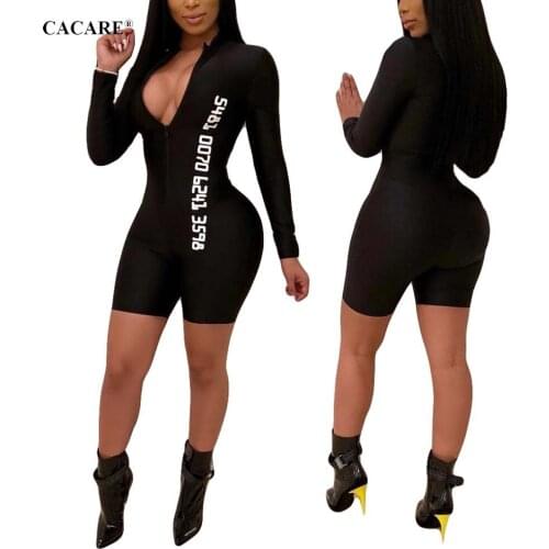 2019 Bodysuit Black Bodycon Jumpsuit Sexy Bodies Ladies Body Long Sleeve Summer Jumpsuit F0309 Deep V Neck Brief Style