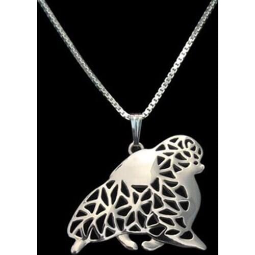 Cute Pomeranian movement pendant necklace women gold silver dog jewelry statement