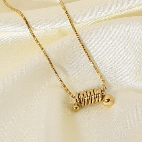 Minar Streetwear Chunky Hollow Spring Pendant Necklace for Women Gold Color Stainless Steel Chain Necklace Cool Accessories