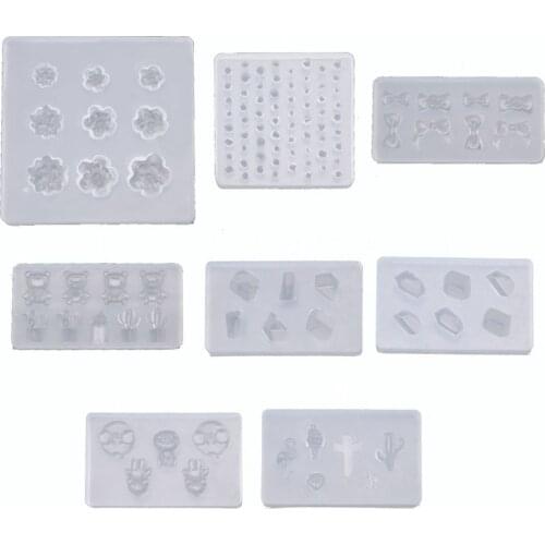 1 Set Flower Gemstone Bowtie Bear Resin Mold Epoxy Resin Casting Mold Nail Art Craft