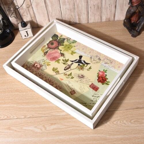 1PC 36X26CM Wood Dinning Bread Breakfast Tray Serving Trays for Dessert Cake Cupcake Fruit Large Size ENU 005