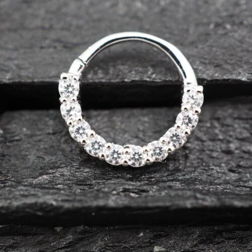 1PC Small Clear Zircon Daith Piercing Hoop Daith Hoop Earring Women Men Hoop Nose Ring 6/8mm Septum Piercing Hook Piercing xlia