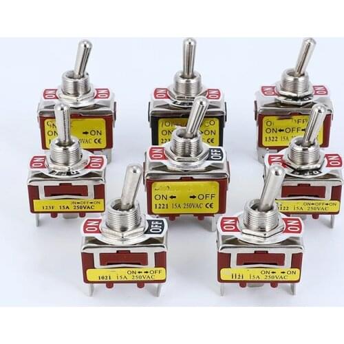 1Pcs Mini Welding Pin Toggle Switch E-TEN Series High Quality Silver Contact Copper Pin 12mm Toggle Switch 15A 250VAC E-TEN223F