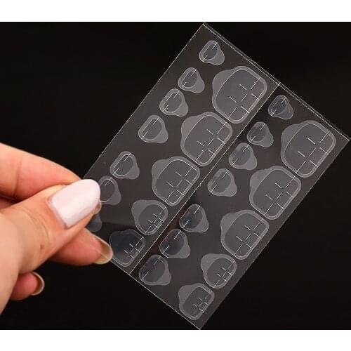 10 Sheets Glue Jelly Double Sided Adhesive Tapes Nail Art Sticker Decals Fingernail Toenail False Nail Tips Waterproof Removable