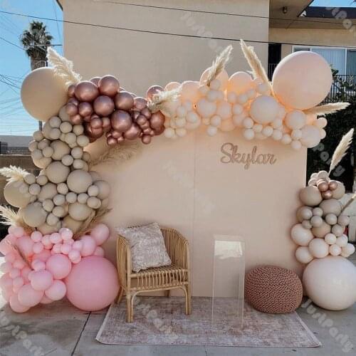 189pcs Doubled Nude Balloon Garland Arch Wedding Decoration Double Apricot Rose Gold Party Ballon Birthday Baby Shower Decor