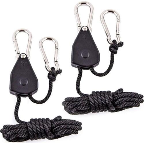 2pcs/set With Cla Light Adjustable Reinforced Hangers Hanging Ratchet Pulley Grow Duty Rope Pulley Duty Clip Plant Grow Ropes
