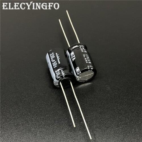 5pcs/50pcs 330uF 50V330uF NICHICON VZ Series 10x16mm Wide Temperature Range Aluminum Electrolytic Capacitor Long Feet